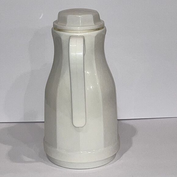 Vintage Insulated Coffee Tea Thermal Pitcher‎ Server Vacuum Carafe White Granny - Picture 5 of 10